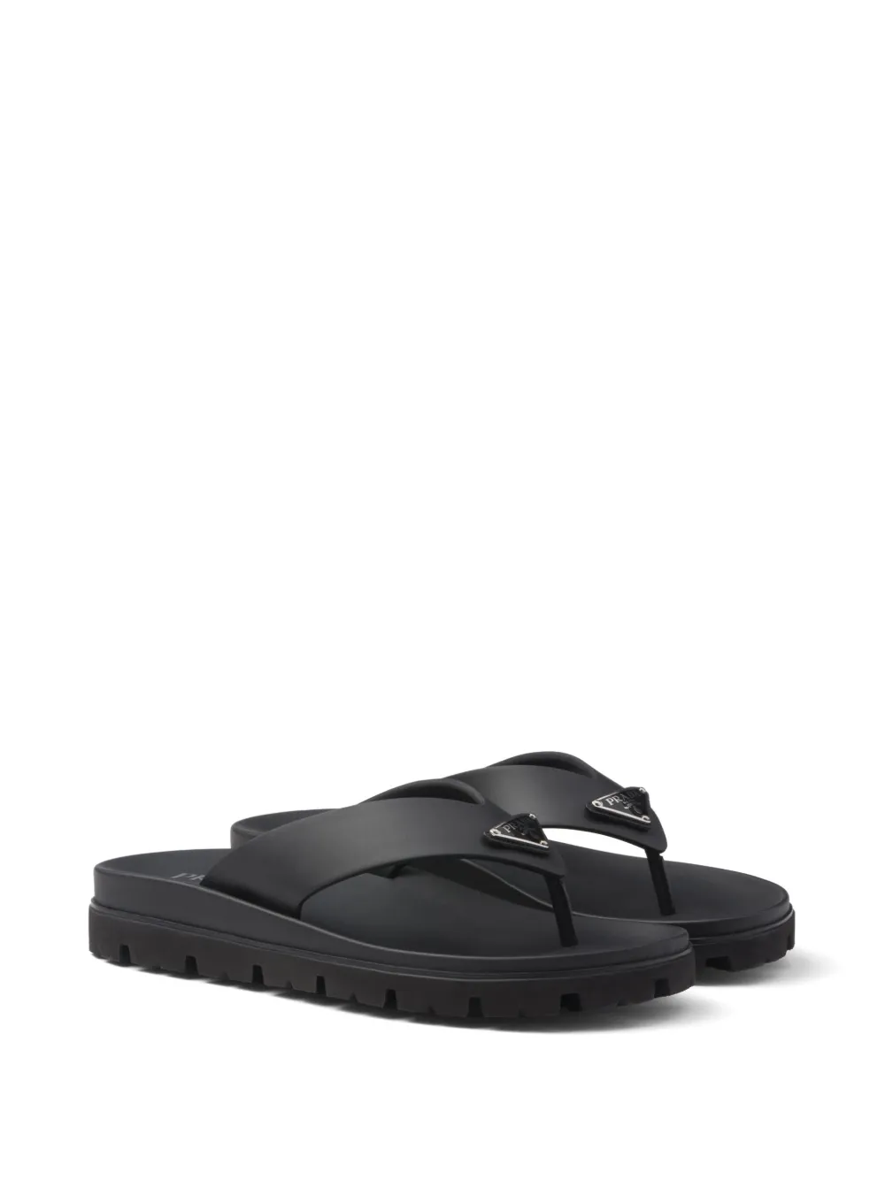 Prada logo flip flops Black