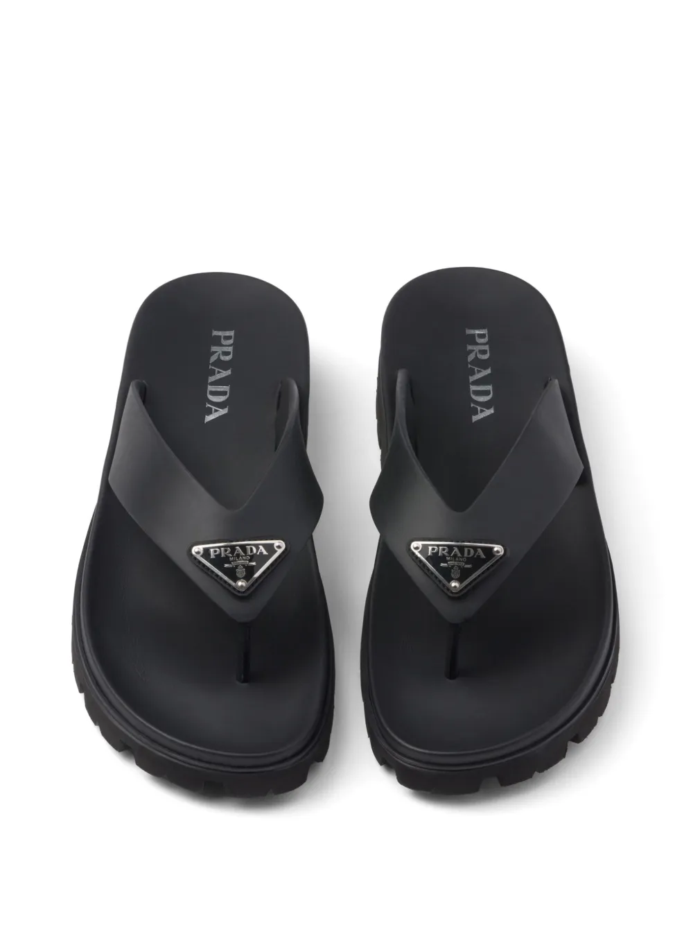 Prada logo flip flops Black