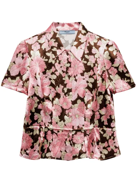 Prada floral-print satin shirt