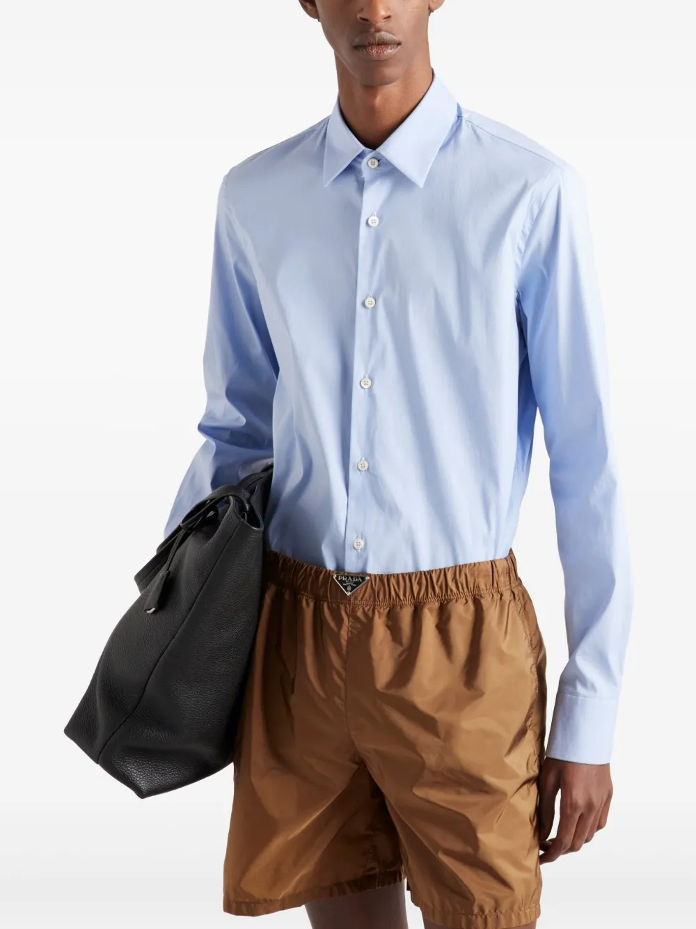 Shop Prada Logo Swim Trunks In Braun