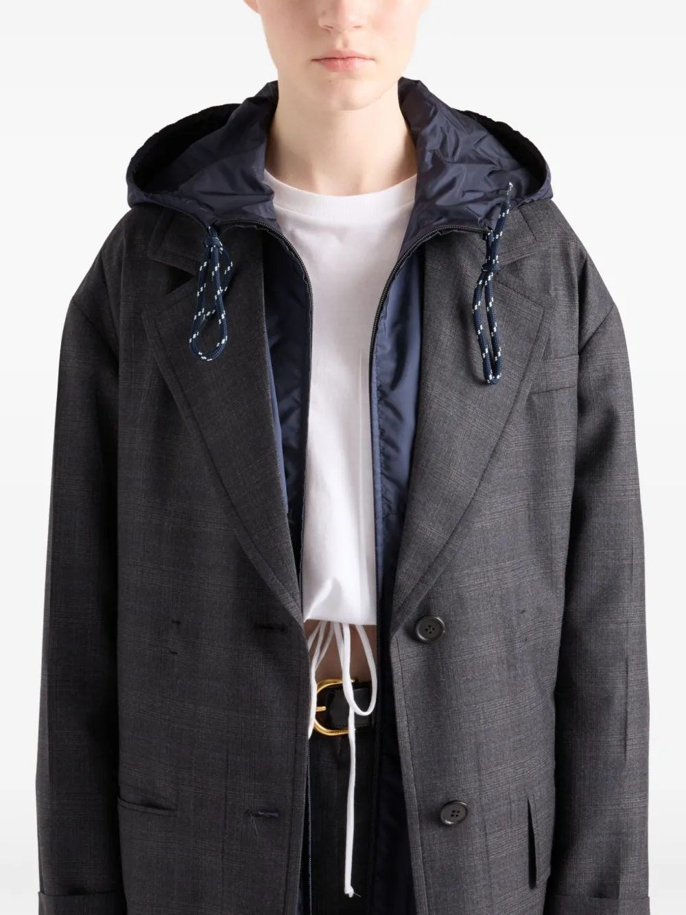 プラダレインコート Prada フーデッド レインコート | ブルー | FARFETCH JP