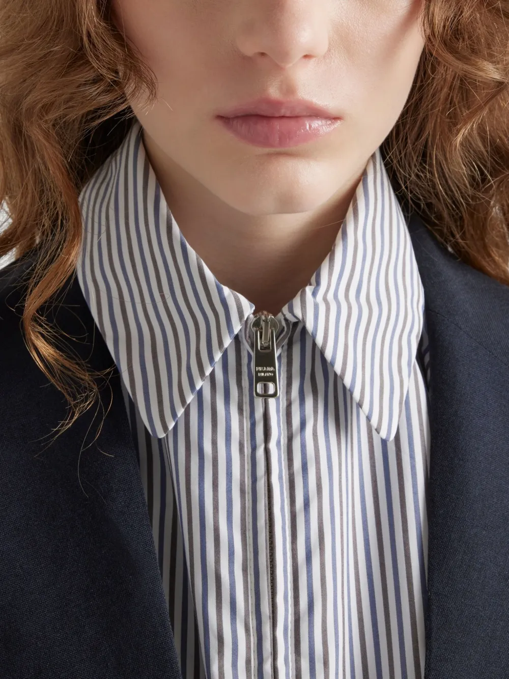 Prada Gestreept popeline blouson jack Wit