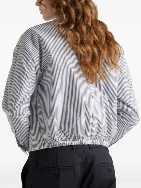 Prada Striped Poplin Blouson Jacket | White | FARFETCH