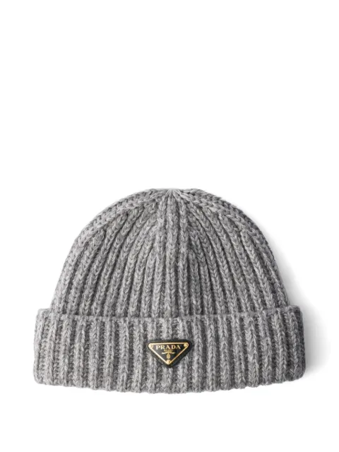 Prada enamel-triangle logo beanie 