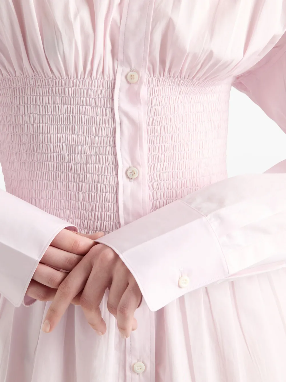 Prada Popeline blouse met gesmockte taille Roze