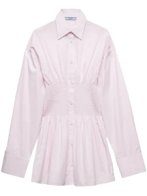 Chemise en popeline à taille froncée - Prada - Modalova