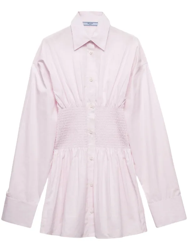 が大特価！ Prada smocked-waist Poplin Shirt | Pink | FARFETCH スーツ・フォーマル・ドレス