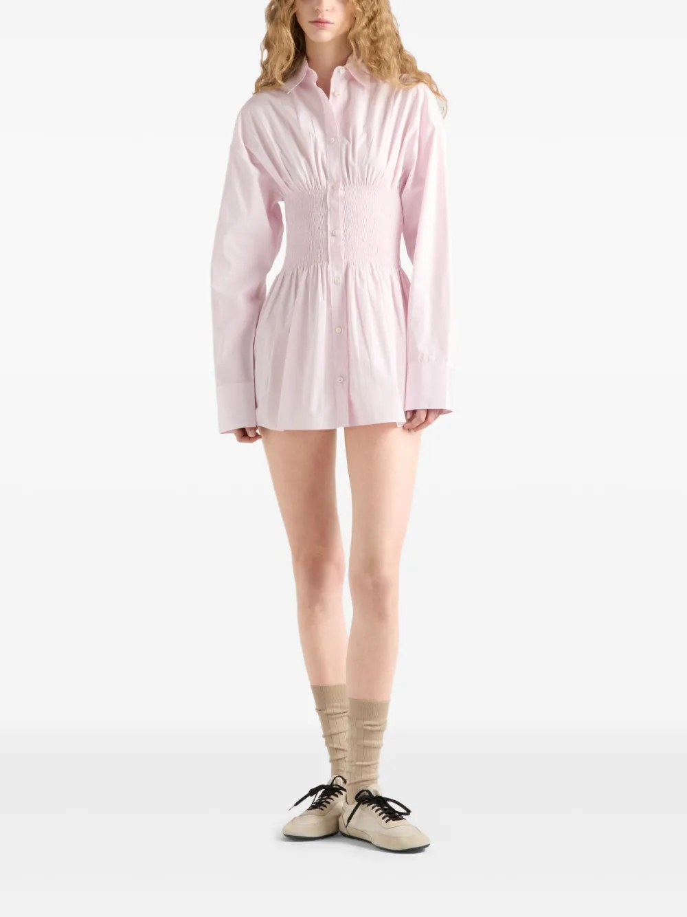 Prada Popeline blouse met gesmockte taille - Roze