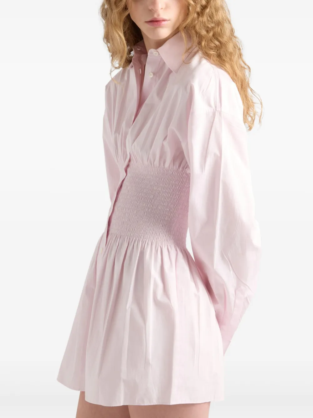 Prada Popeline blouse met gesmockte taille Roze