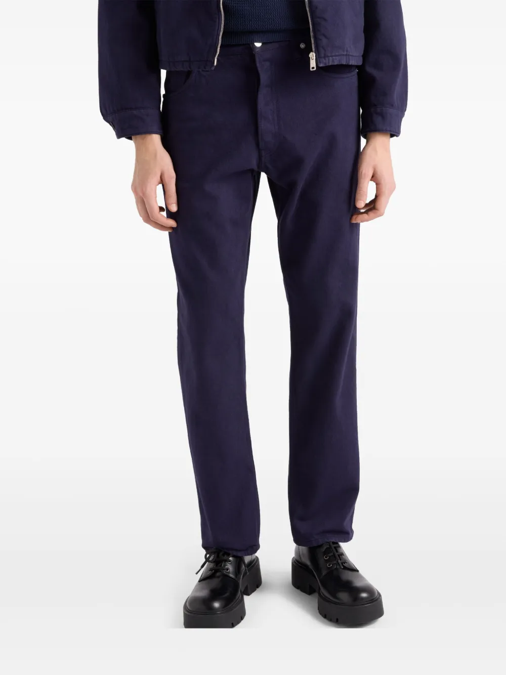 Prada Straight jeans met logo Blauw
