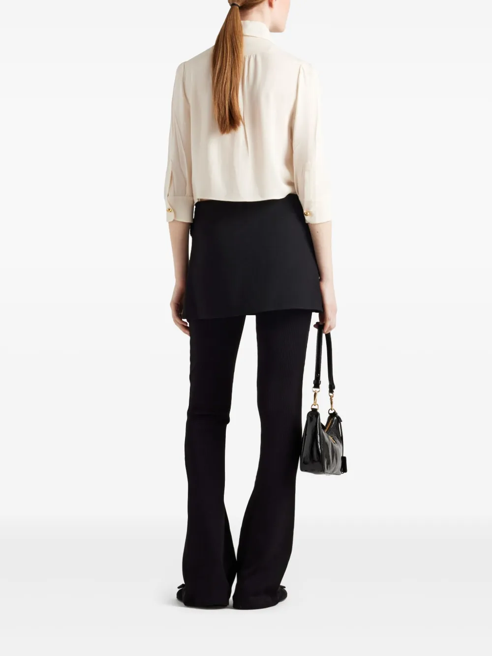 Prada Geplooide sablé blouse Beige