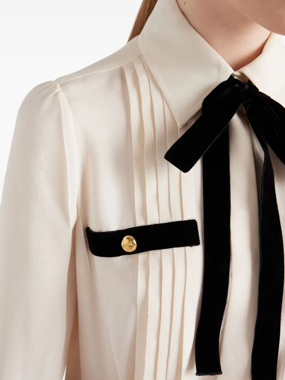 Prada Geplooide sablé blouse Beige