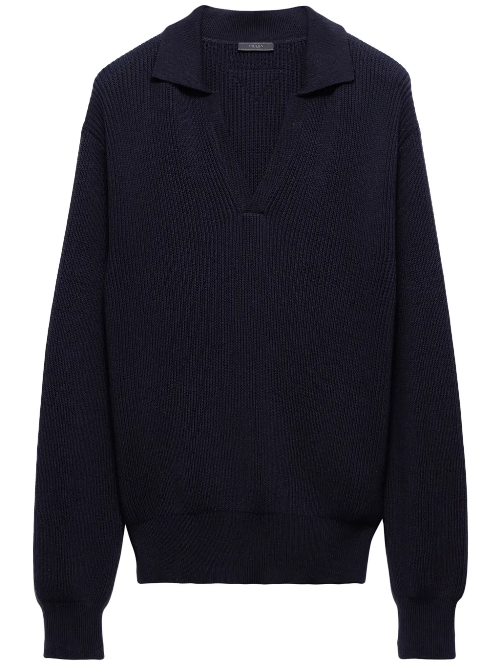 Prada ribbed-knit polo sweater | Blue | Image 1