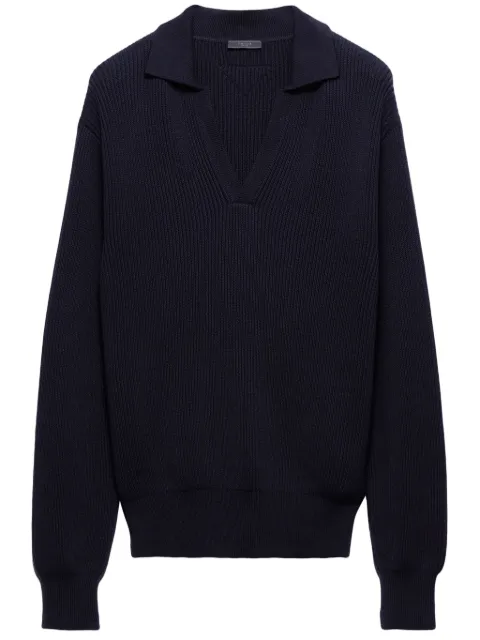 Prada ribbed-knit polo sweater
