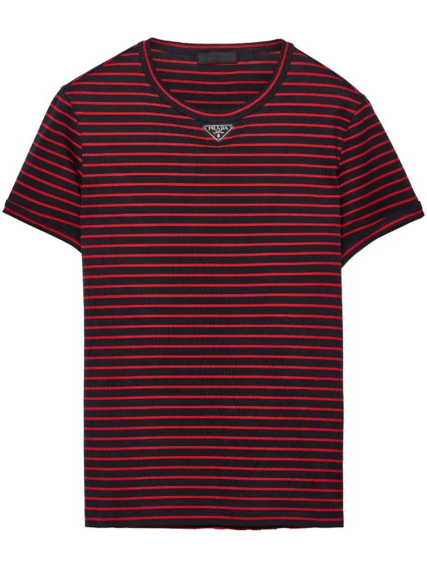 Tシャツ・カットソー Prada Burgundy Cotton T-Shirt Women's Prada T-shirts | Lyst