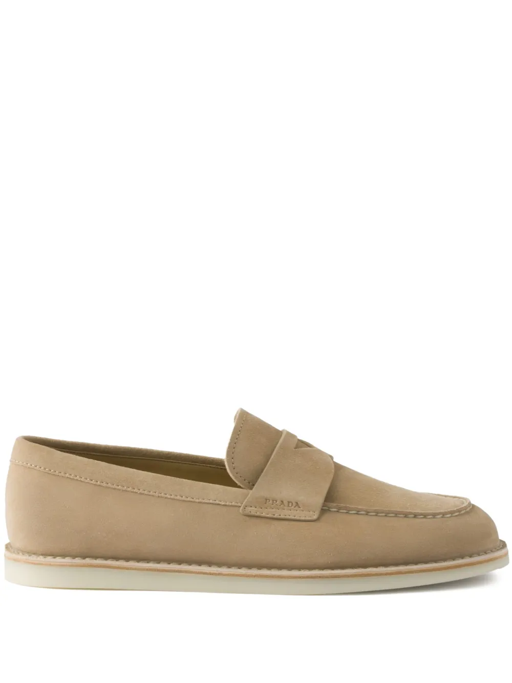 Prada Loafers van gebleekt suède Beige