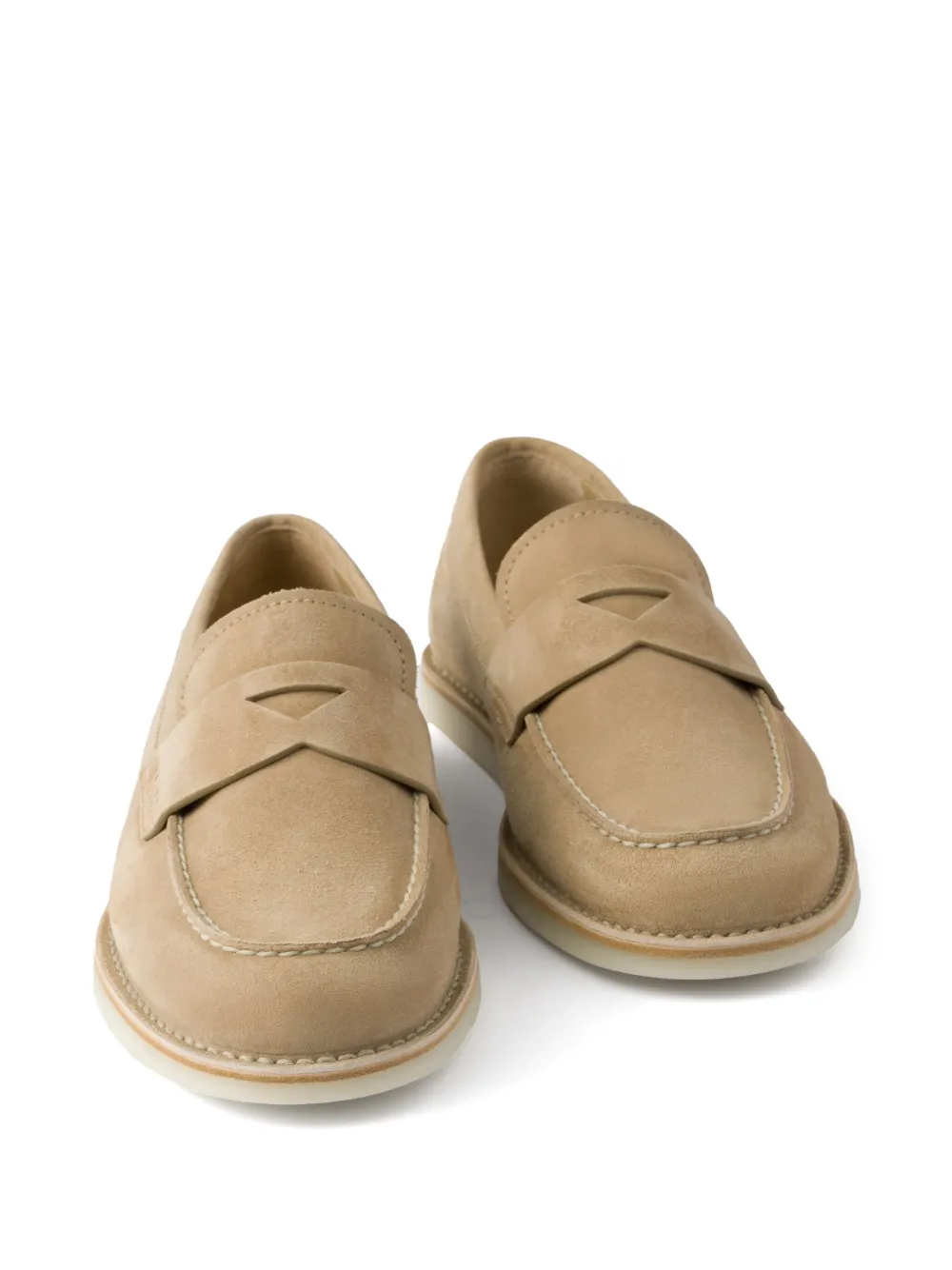 Prada bleached-suede loafers Neutrals