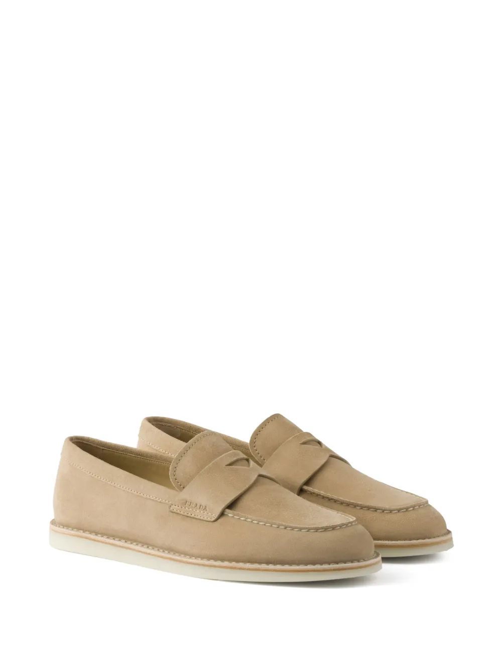 Prada bleached-suede loafers Neutrals