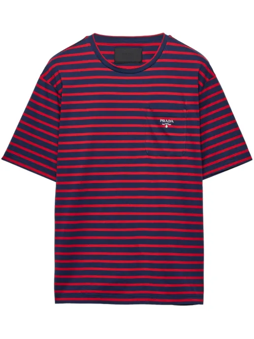 T-shirt en coton à rayures - Prada - Modalova