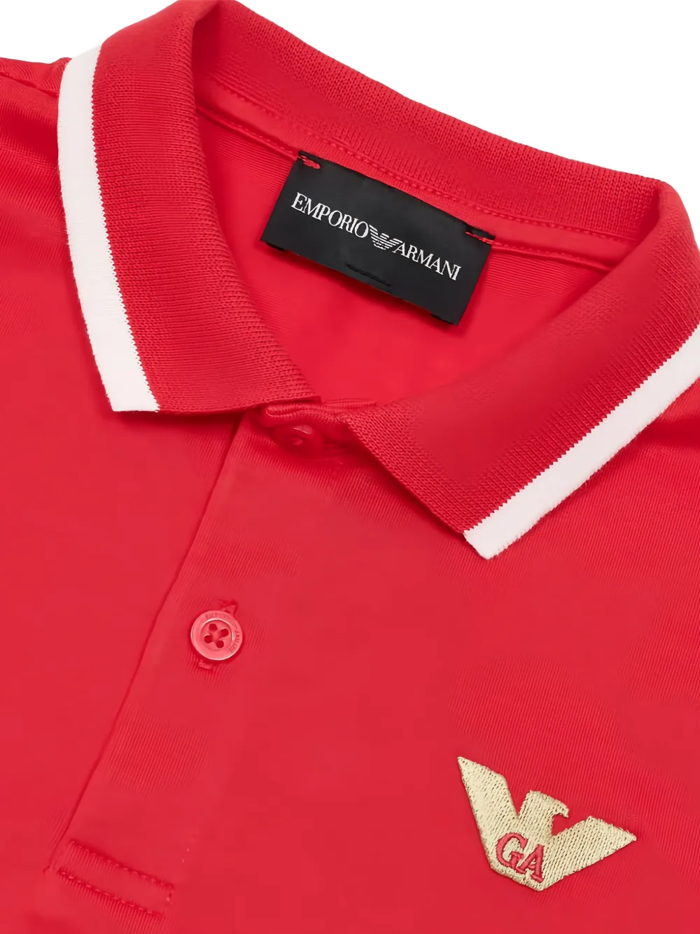 Emporio Armani Logo-embroidered Polo Shirt In Red