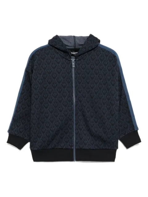 Emporio Armani Kids monogram zip-up hoodie