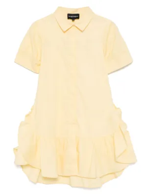 Emporio Armani Girls Embroidered Jersey Dress in Yellow 4 Yrs