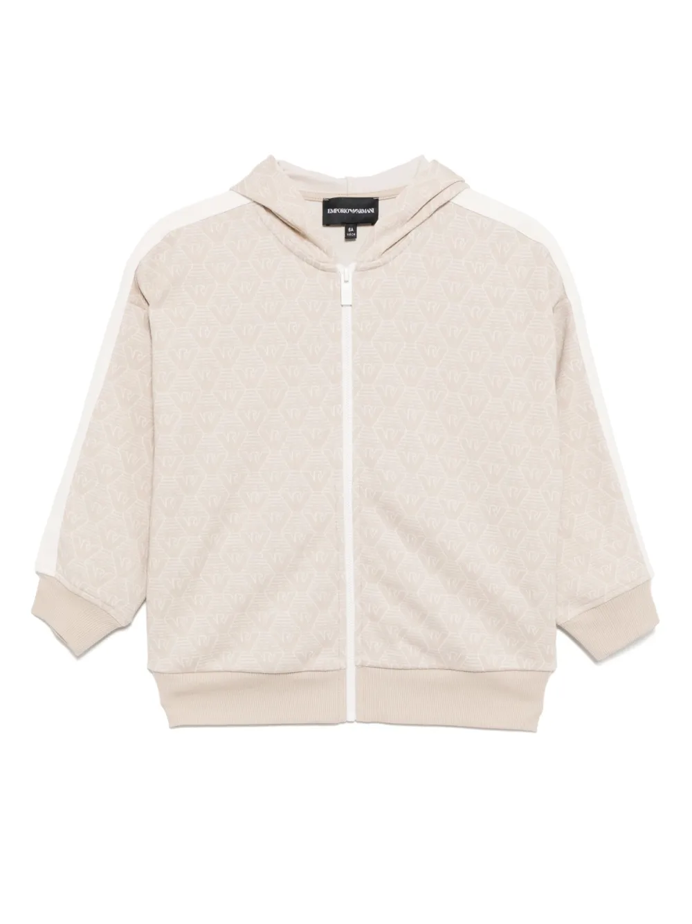 Emporio Armani Kids monogram zip-up hoodie | Neutrals | Image 1