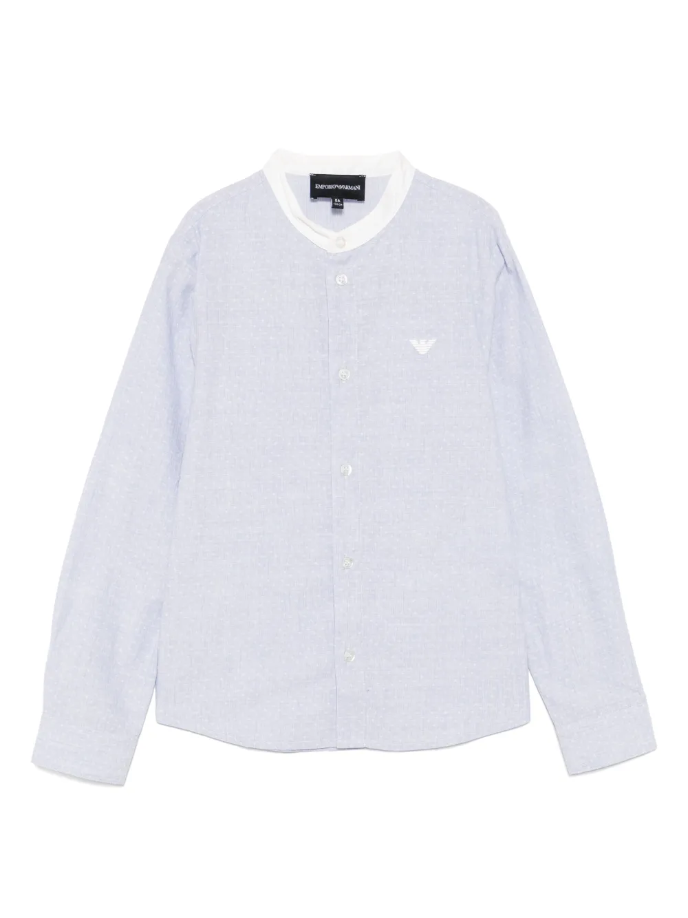 Emporio Ar i Kids Shirt met geborduurd logo Blauw