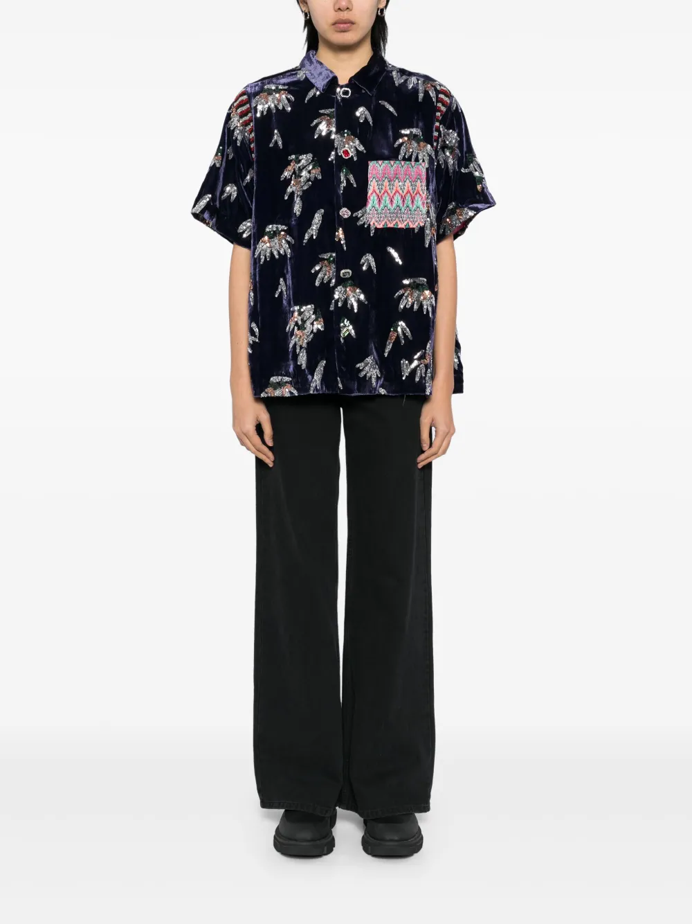 PENULTIMATE Blouse met korte mouwen en pailletten - Paars