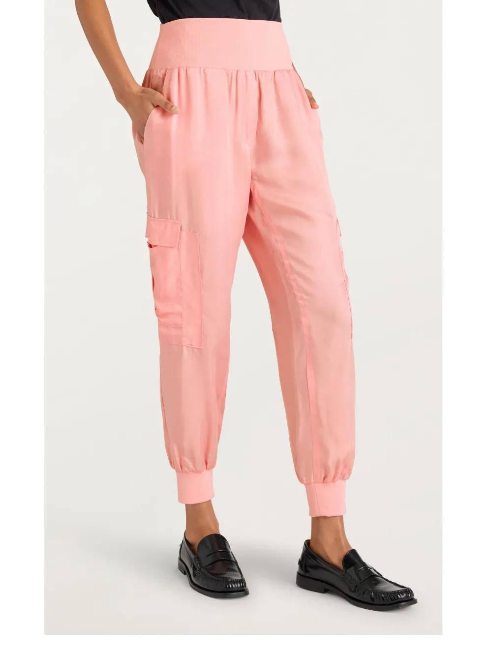 Cinq À Sept Giles Cupro Crop Cargo Joggers In Pink
