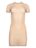 Jean Paul Gaultier spiral-print mesh mini dress - Neutrals