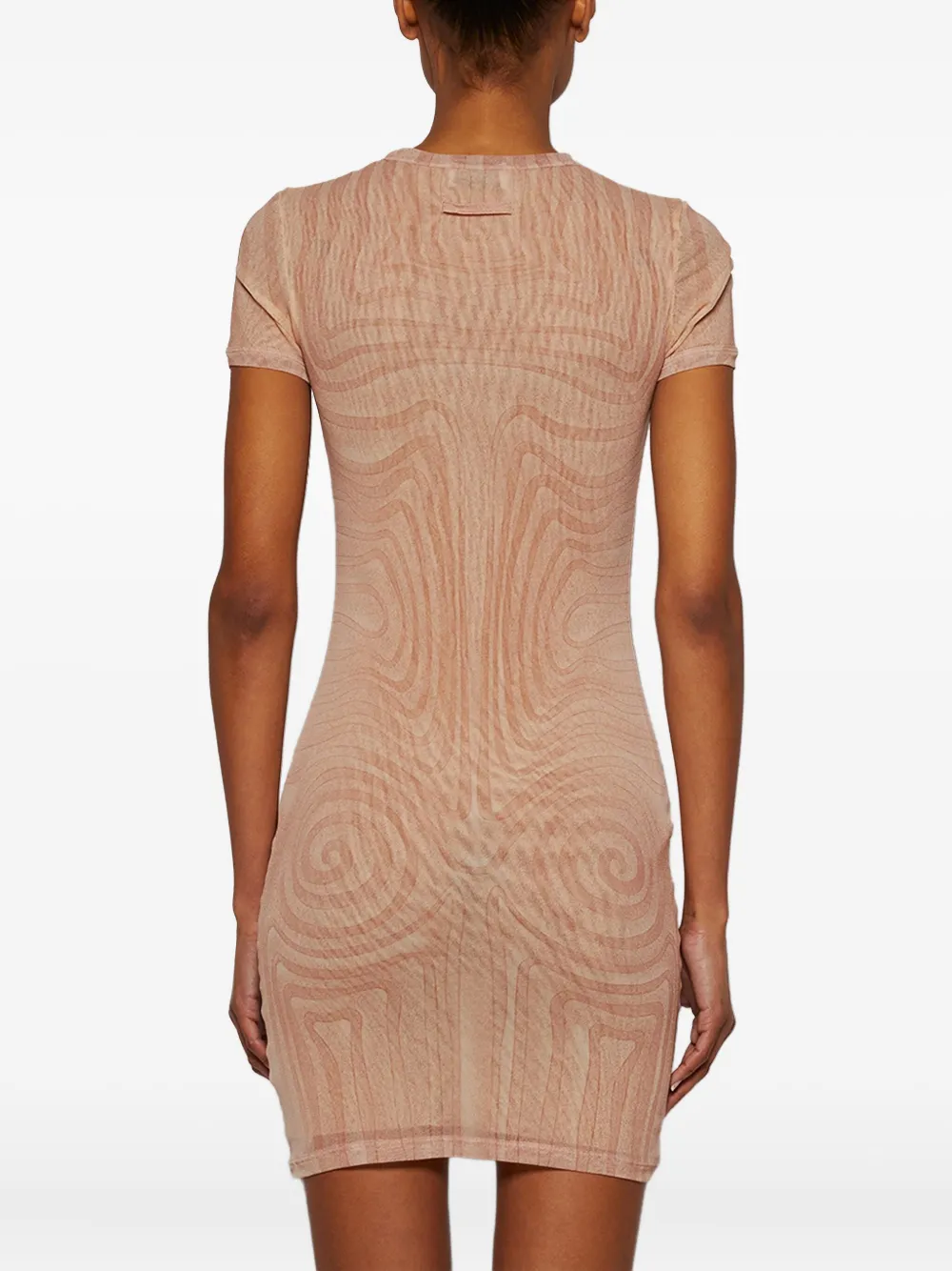 Jean Paul Gaultier spiral-print mesh mini dress Beige