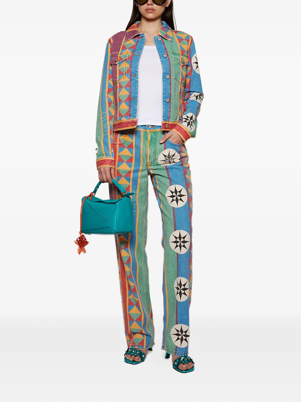LOEWE Soft Puzzle geometric leather tote bag Blauw