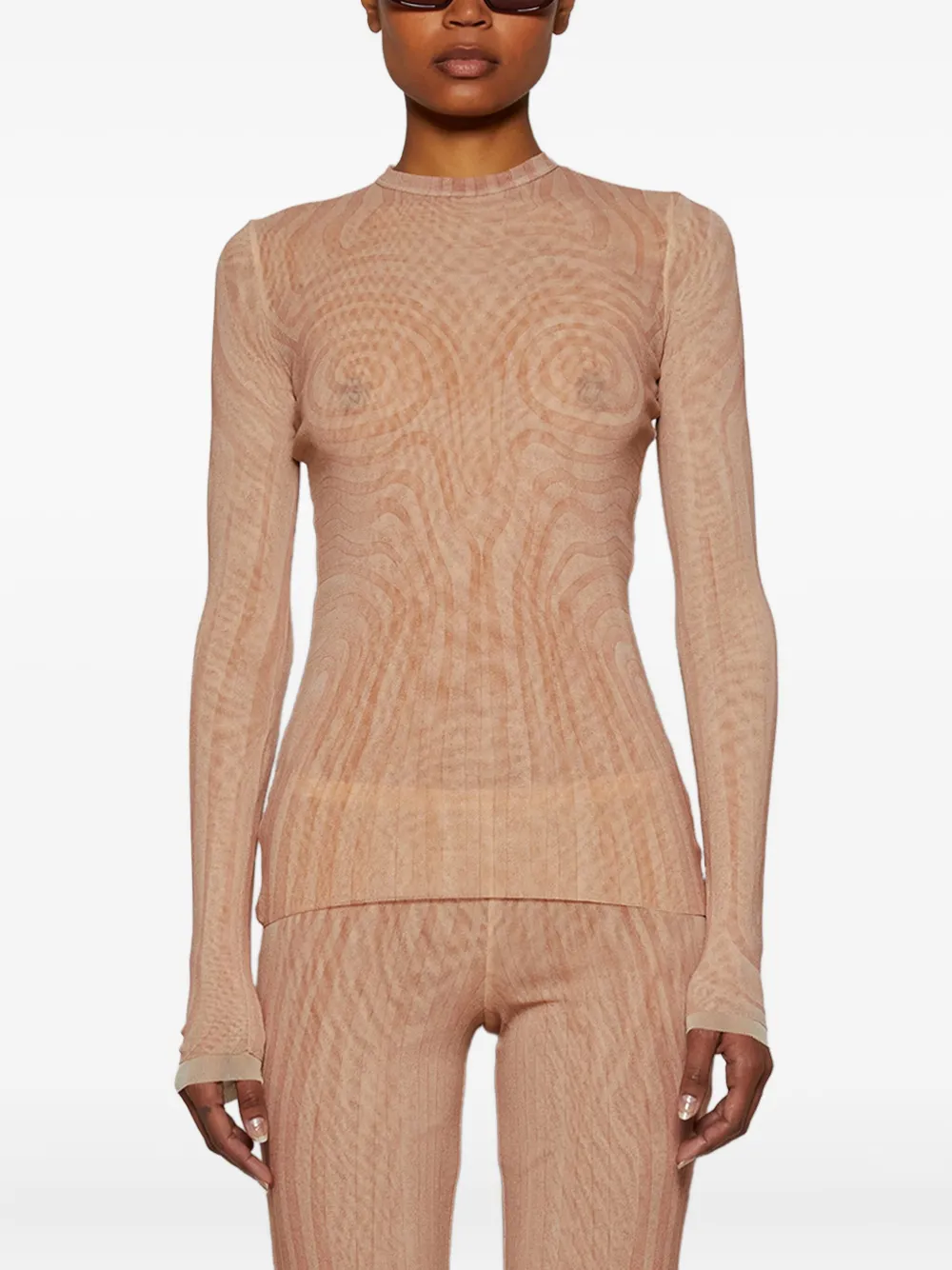 Jean Paul Gaultier spiral-print top Beige