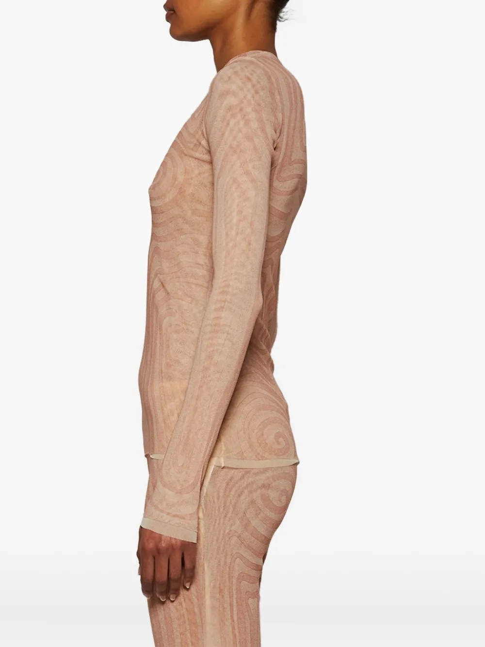 Jean Paul Gaultier spiral-print top Beige