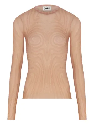 Jean Paul Gaultier Spiral long-sleeved Printed Top | Green | FARFETCH