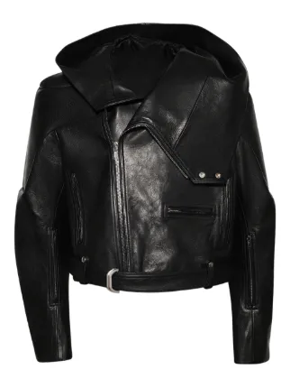 Rick Owens ブラック　レザージャケット　ムートン Rick Owens レザージャケット | ブラック | FARFETCH JP