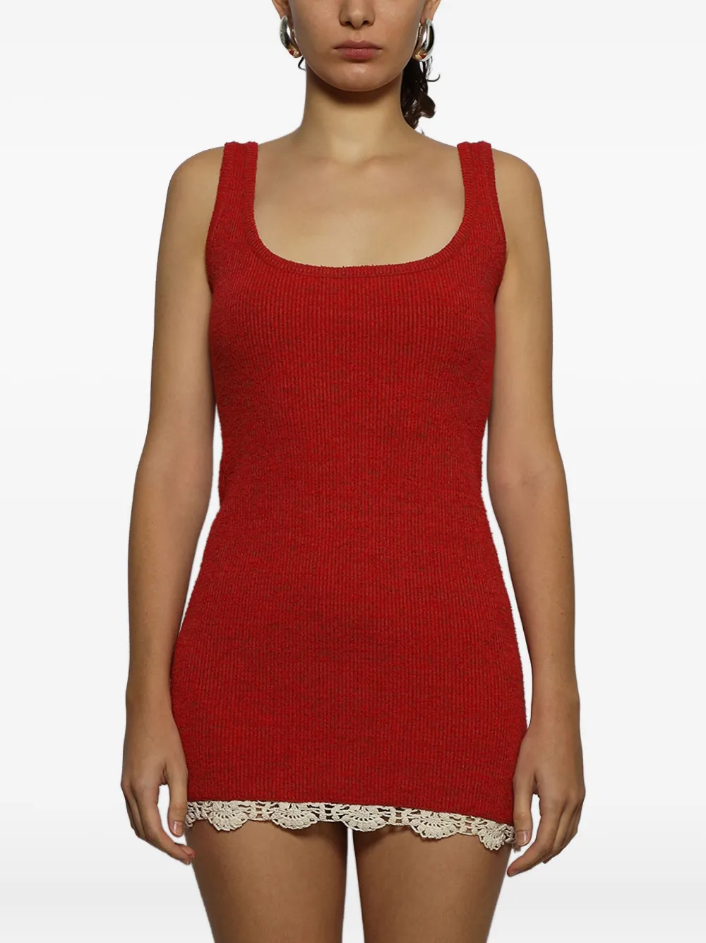 Magda Butrym Ribgebreide mini-jurk Rood