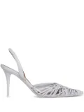 Amina Muaddi 90mm Lori strappy pointed-toe slingback pumps - White