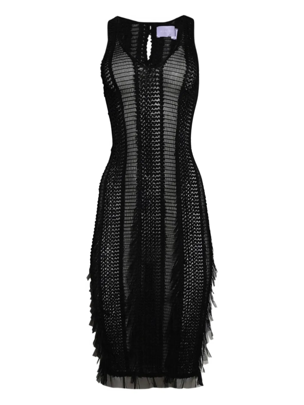feather-detailing midi dress
