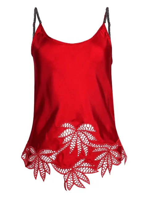 diotima Bennett leaf lace-trim cami top