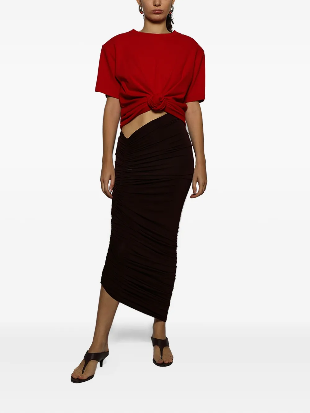Magda Butrym ruched midi skirt - Rood