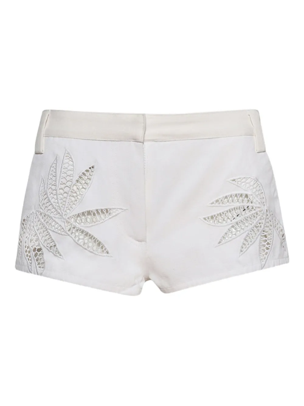 Diotima Rider Leaf-embroidered Cotton Shorts In White