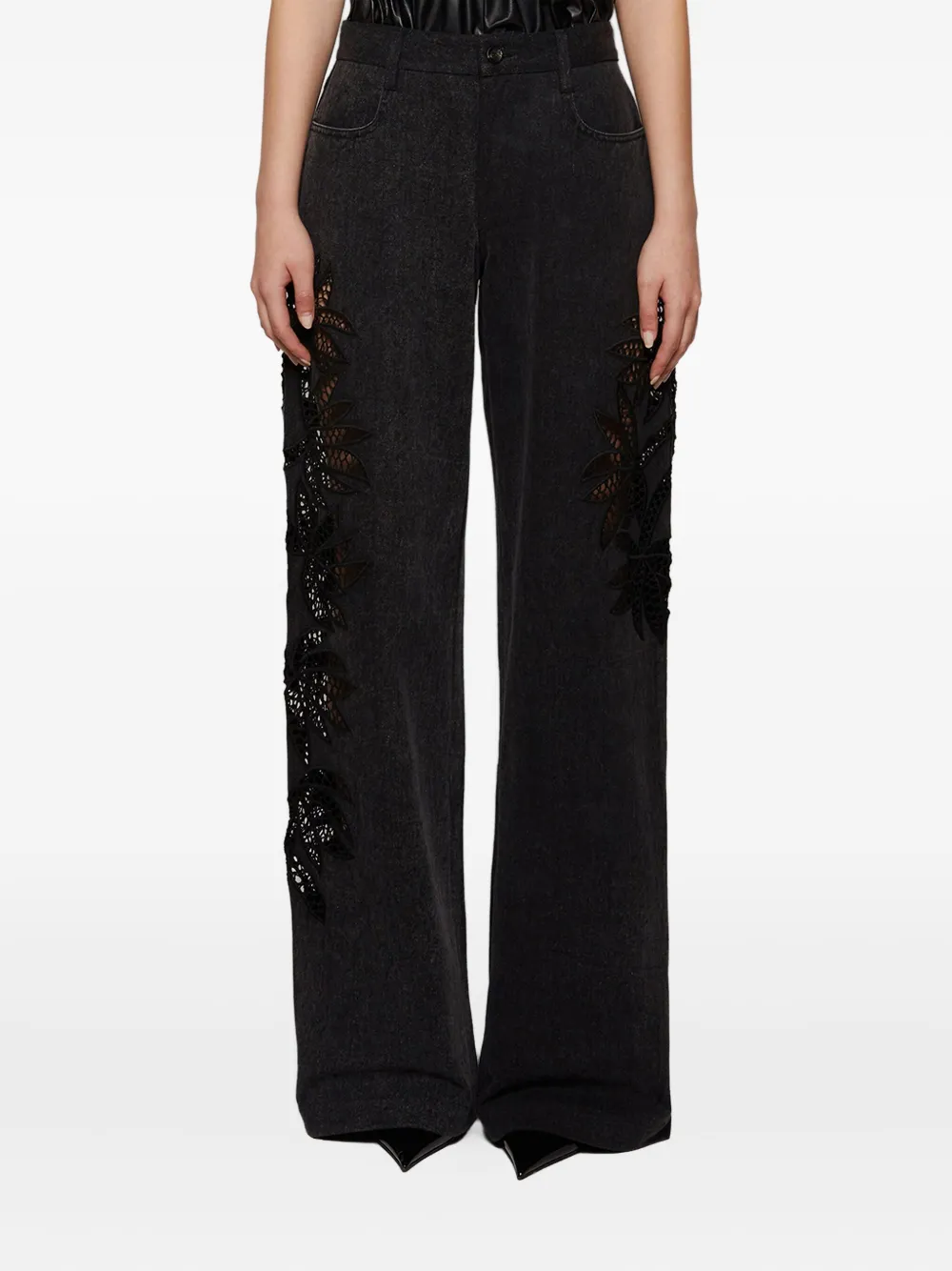 Diotima Stulla Floral-lace Jeans In Black