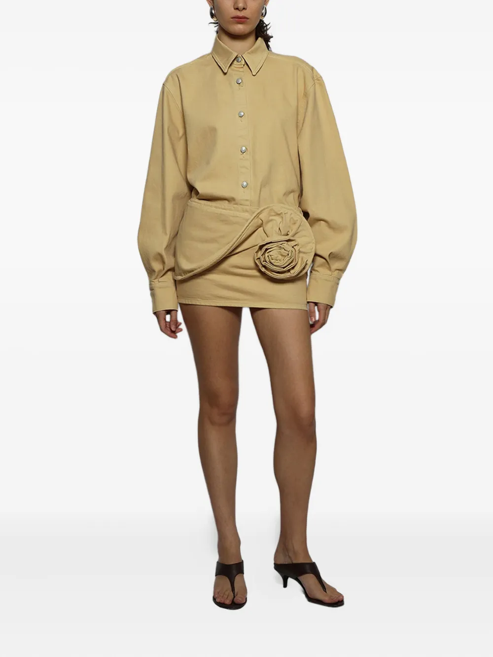 Magda Butrym Mini-rok verfraaid met bloemen - Beige
