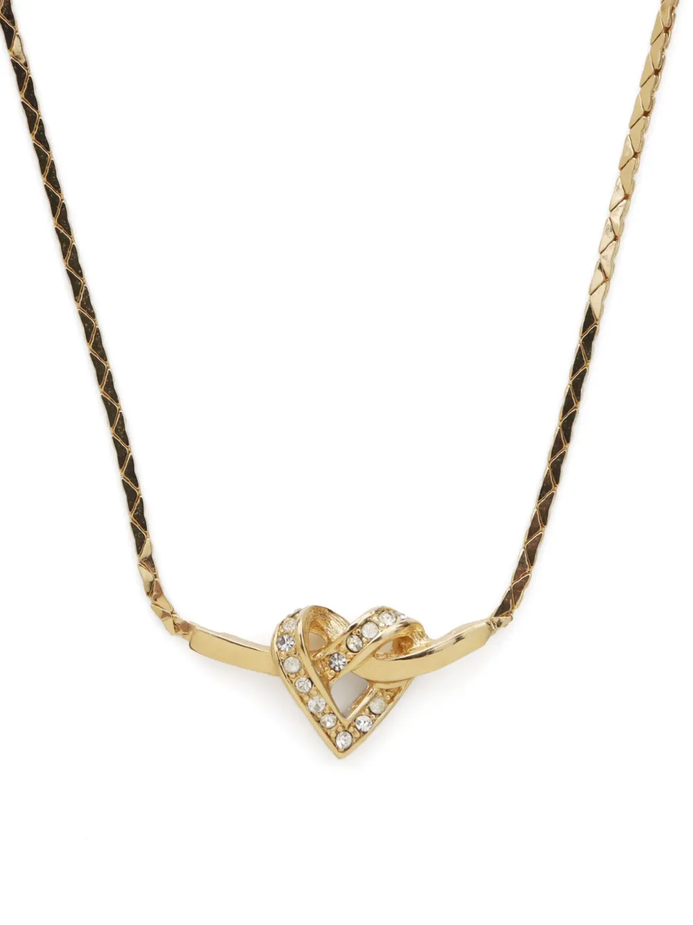 Christian Dior Pre-Owned 1990-2000 rhinestone heart necklace - Goud