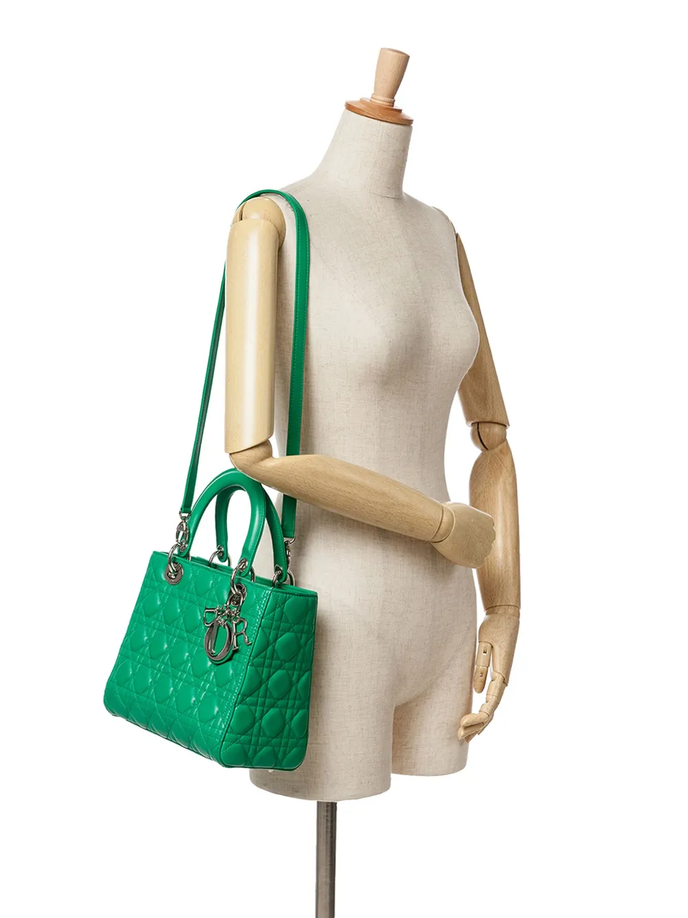 Christian Dior Pre-Owned 2013 medium lamsleren Cannage Lady Dior boekentas - Groen