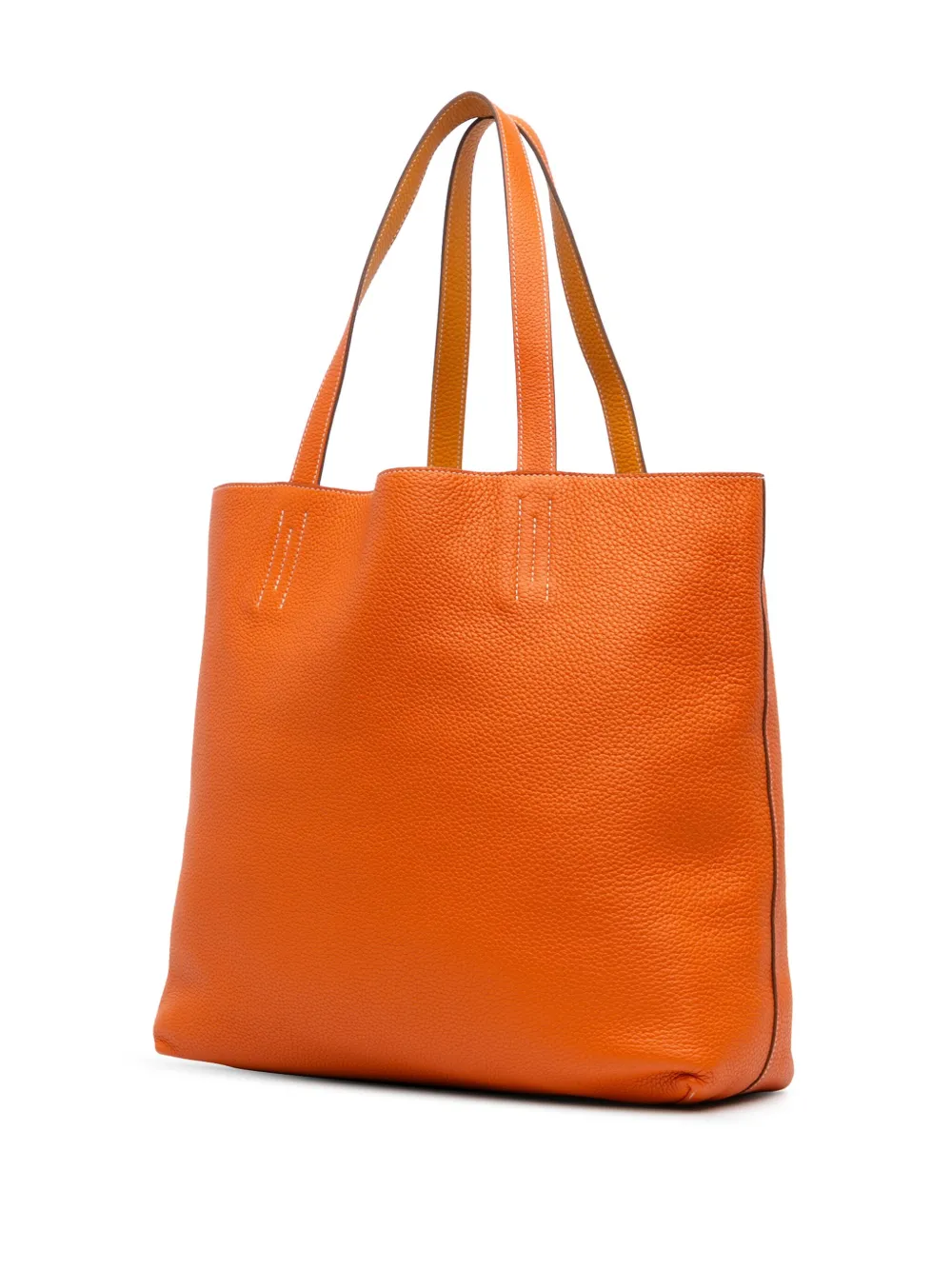 Pre-owned Hermes 2011 Clemence Double Sens 36 Tote Bag In Orange