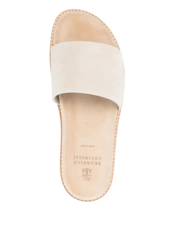 Brunello Cucinelli Suede Slides | Neutrals | FARFETCH