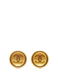 CHANEL Pre-Owned 1995 Gold Plated CC Round Clip on Earrings costume earrings